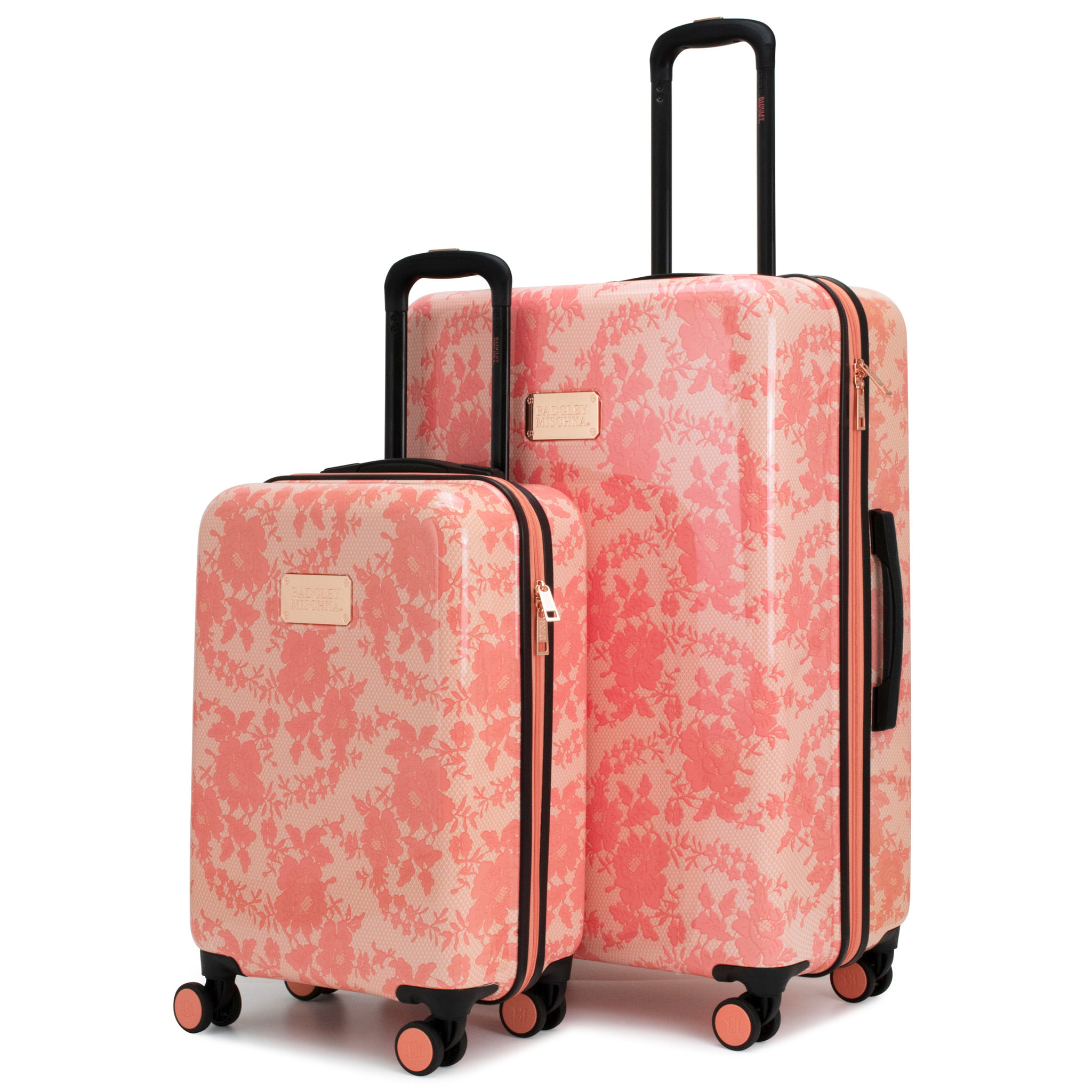 BADGLEY MISCHKA Essence 2 Piece Hard Spinner Luggage Set (Pink Lace 19/ ...