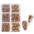 thumbnail image 4 of 5 cajas de gemas de cristales redondas de fijación en caliente de tamaño mixto, piedras de cristal, diamantes de imitación con parte posterior plana, 5 colores, accesorios para uñas DIY, 4 of 5