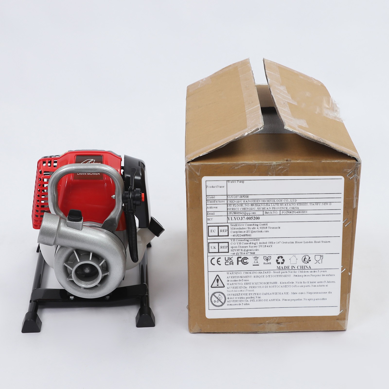 31CC 1.5 inch 4 Stroke Portable Gasoline Engine Water Pump, 1.6HP 36.5cc Gas Powered Water Transfer Pump with Maximum Speed 6500RPM for Farmland Garden Watering/Irrigation Pool