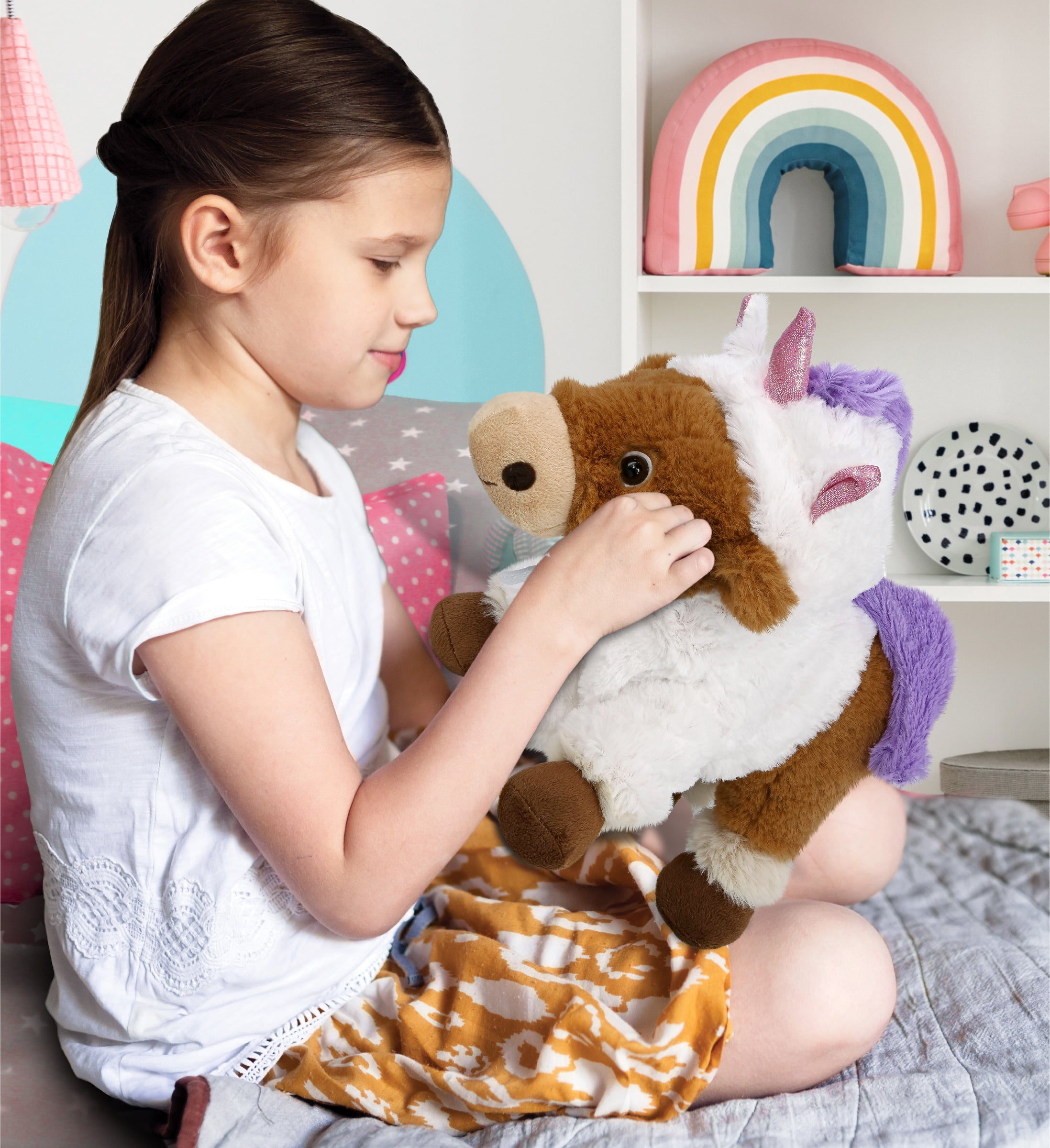 DolliBu Standing Reindeer Unicorn Plush Stuffed Animal Toy - Super Soft Unicorn Dress Up Animal with Removable Plush Unicorn Outfit, Cute Fantasy Animal Plush Gift for Kids and Adults - 11 Inches