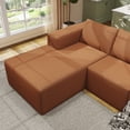 thumbnail image 2 of L-Shaped Teddy Fabric Sectional Sofa, 3-Seat Modern Couch with Left-Hand Chaise Lounge and 2 Pillows, 108.3" x 68.1" Upholstered Corner Sofa for Living Room, Bedroom, Office-Orange, 2 of 10