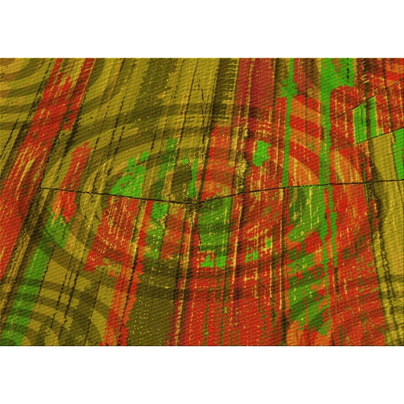 Ahgly Company Machine Washable Indoor Rectangle Transitional Dark Yellow Green Area Rugs, 6' x 9'
