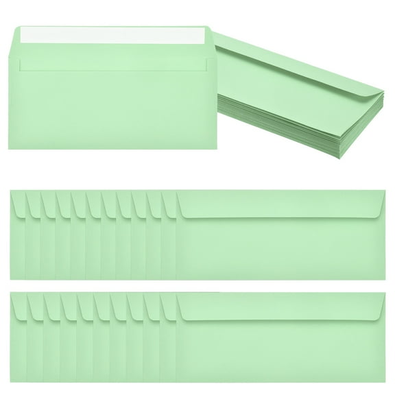 Uxcell 24 Pack Light Green #10 Business Envelopes, Colored Self Seal Letter Size