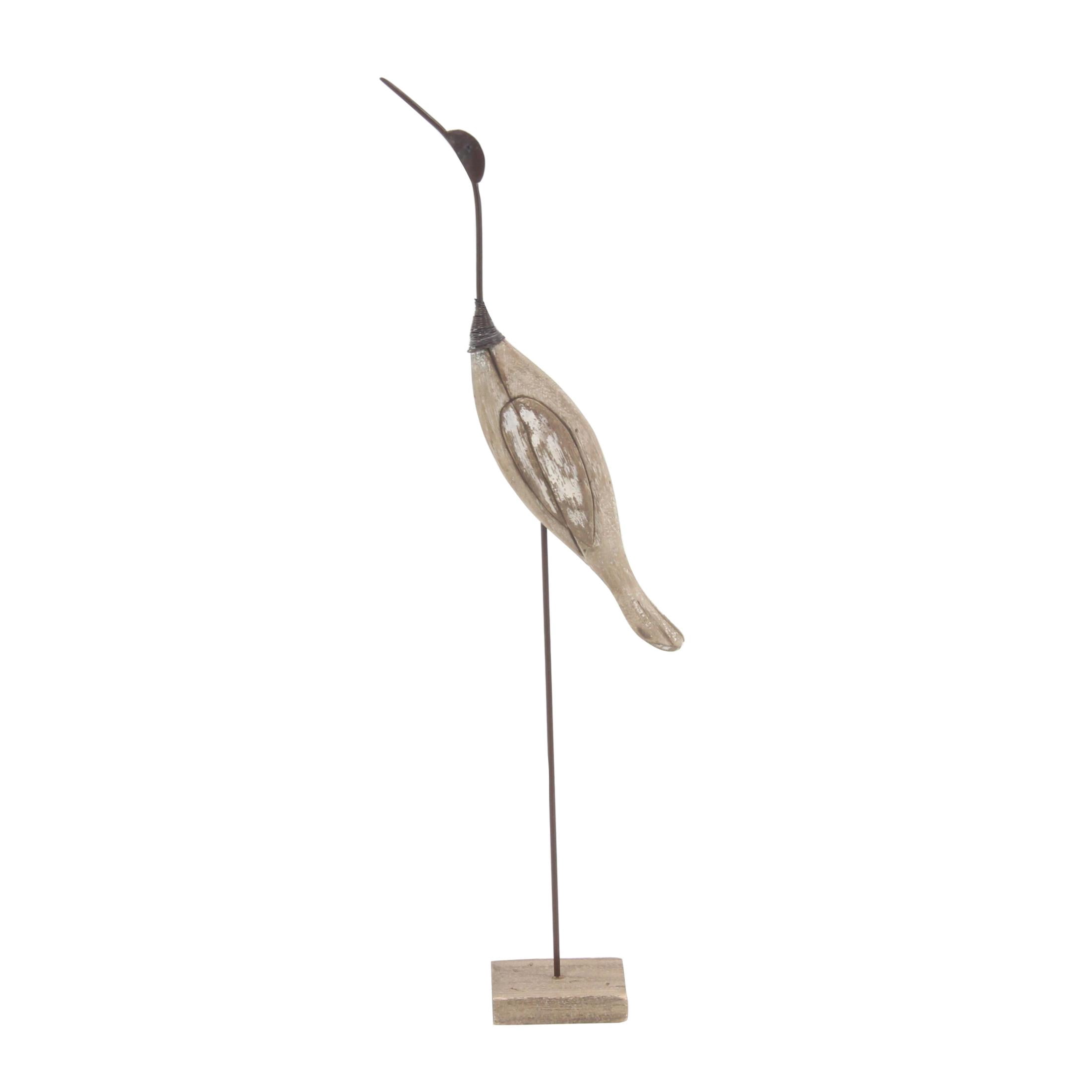 28", 34"H Brown Wood Bird Sculpture, by DecMode (2 Count)