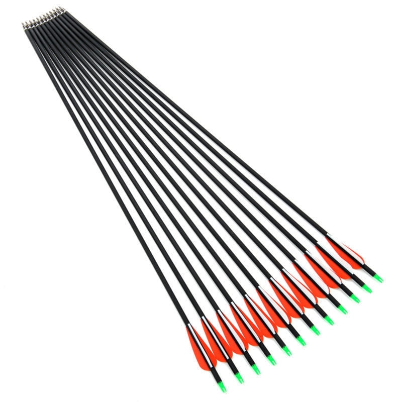 US 6pcs 31" Carbon Arrows Spine 500 W/ Turkey Feather for Compound&Recurve Bow