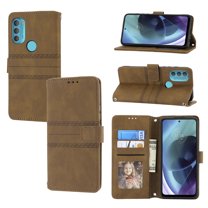 Wallet Case for Motorola Moto G71 5G 6.4 Inch, Skin Feel Embossed Leather Magnetic Case with Kickstand Card Slots Long Shouder Strap Cover for Motorola Moto G71,Brown