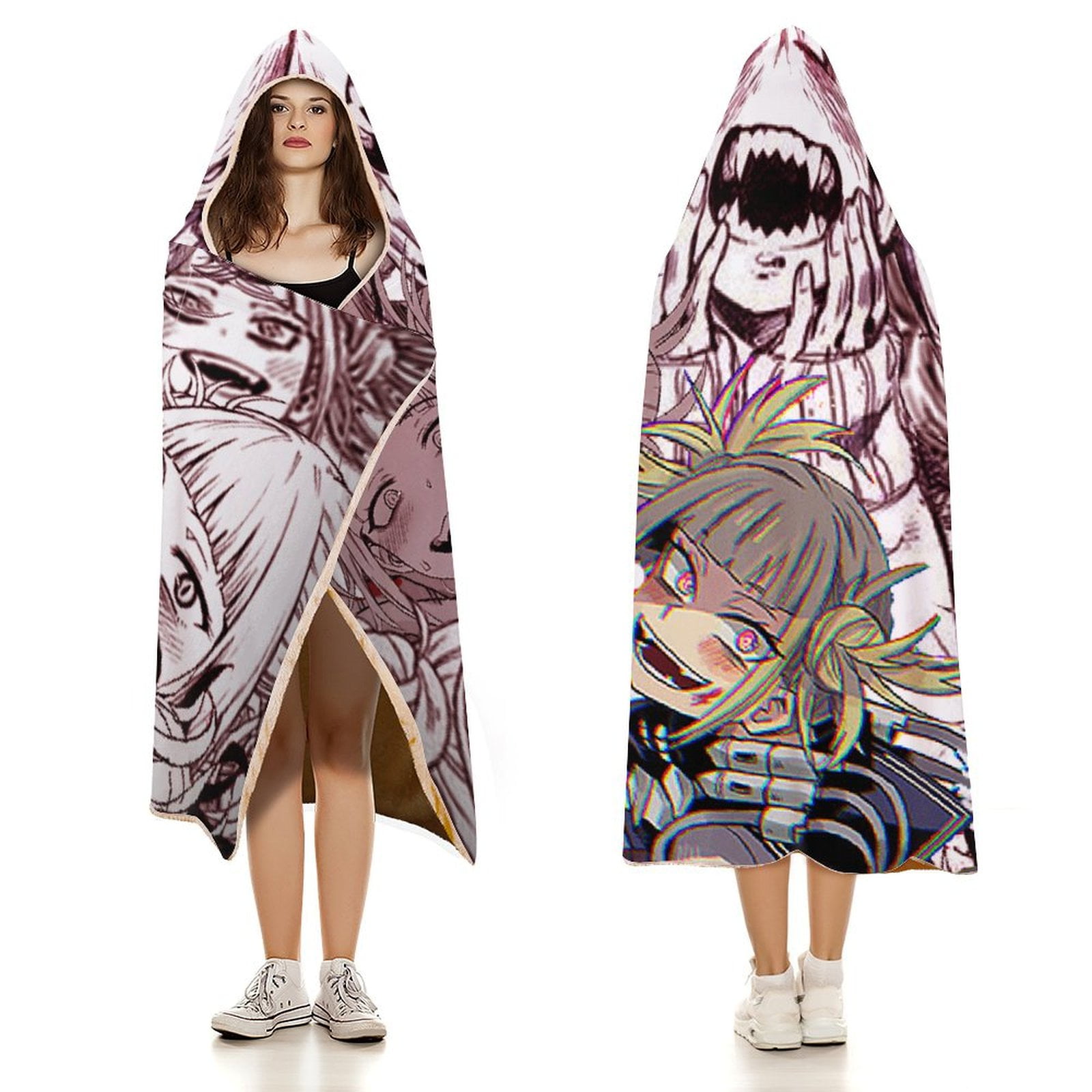 My Hero Academia Himiko Toga Wearable Blanket Cloak Arctic Velvet Hooded Blanket Soft Fuzzy Hoodie Blanket Cape for Adults Kids 40"x50"