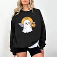 thumbnail image 2 of BiZtdJrK Women Casual Pullover Tops Ghost Pumpkin Graphic Long Sleeve Crewneck Sweatshirts Regular Fit Fall Fashion Sweatshirt Halloween Clothes Black XL, 2 of 5