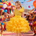 thumbnail image 2 of XEGLSBU Dresses for Girls 5-6 Girls Sequin off Shoulder Party Dress Tiered Short Tutu Skirt For Yellow Size 7-8 Years, 2 of 8