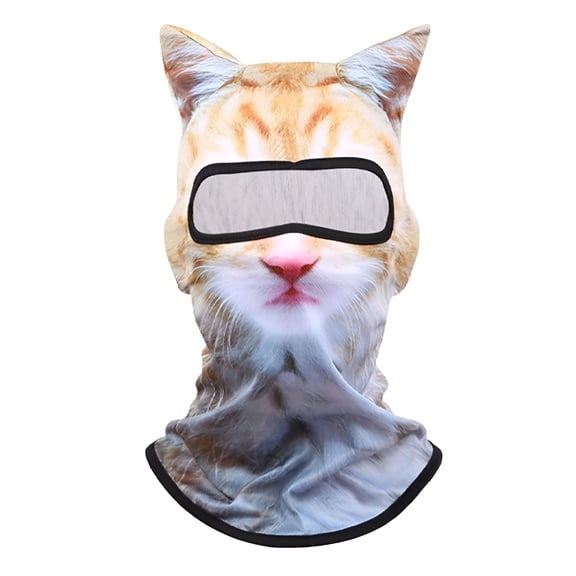 TELOLY 3D Cat Ski Balaclava Face Mask with Ears,Cat Ski Mask with Ears Yellow