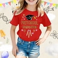 thumbnail image 2 of MIXUE Girls Tops & T-Shirts Kids Summer Cute Preschool Graduation Print Round Neck Short Sleeve Loose Fit Casual Tee Shirts Sportwear,Red,6-7 Years, 2 of 4