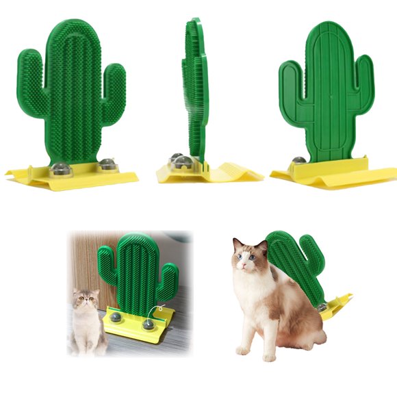 Interactive Cat Grooming Massager Self Cleaning Brush for Indoor Cats Corner Rubbing Post Face Scratcher Pet Grooming Supplies