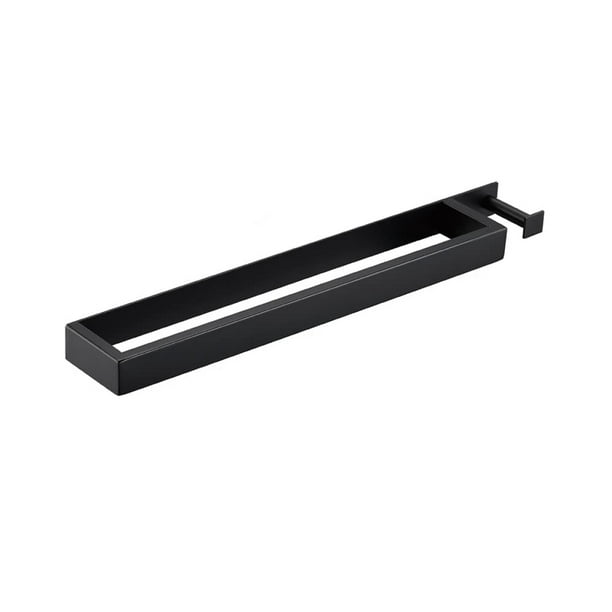Toallero de acero inoxidable Lolypot, toallero sin taladrar, toallero de invitados autoadhesivo, toallero de baño adhesivo, toallero para invitados, toallero de 50 cm con ganchos para baño (negro, 50