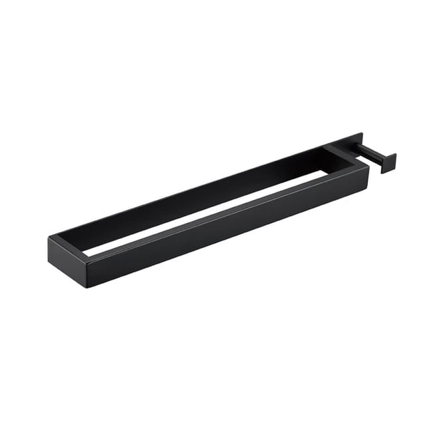 Toallero de acero inoxidable Lolypot, toallero sin taladrar, toallero de invitados autoadhesivo, toallero de baño adhesivo, toallero para invitados, toallero de 50 cm con ganchos para baño (negro, 50