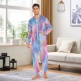 thumbnail image 5 of 1 Piece Adult Onesie Pajamas Cozy & Loose-Fit Sleepsuit Loungewear with Pockets Watercolor Powder Blue Pattern XX-Large, 5 of 7