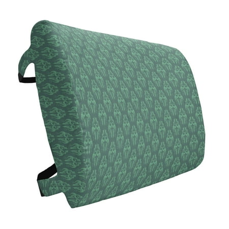 

Dragon Lumbar Pillow Repetitive Pattern of Symbolic Mystic and Cultural Soft Back Cushion for Office Chairs with Adjustable Straps 14 x 13 Grey Teal Laurel Green by Ambesonne