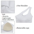 thumbnail image 4 of Women's Single Shoulder Sport Bras Activewear Bra Asymmetrical Shoulder Cut Out Tank Top Workout Padded Sports Bra with Removable Cups, 4 of 8