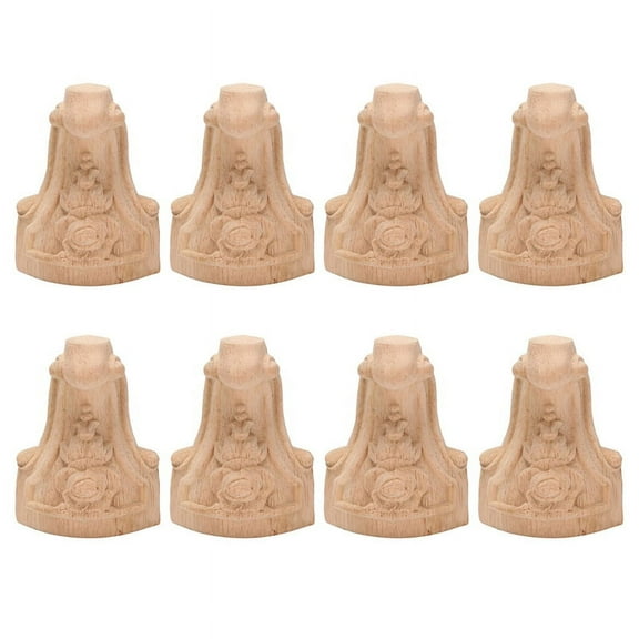 8PCS 10x6cm European Style Solid Wood Carved Furniture Foot Legs TV Cabinet Seat Feets