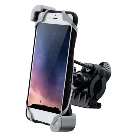 IPOW Bike Cell Phone Mount Bicycle Motorcycle Handlebar Holder with Secure Clamp & Silicone Strap Universal for iPhone XR XS X 8 7 6 6s Plus SE, Note, Nexus, LG, HTC, Samsung Galaxy,