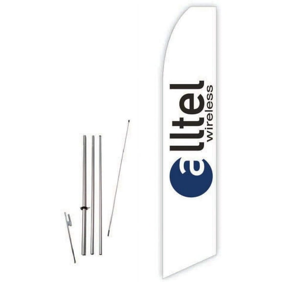 Alltel Wireless White Super Novo Feather Flag - Complete with 15ft Pole Set and Ground Spike