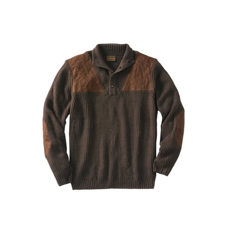 Boulder Creek by KingSize Men's Big & Tall Patch Sweater With Mock Neck