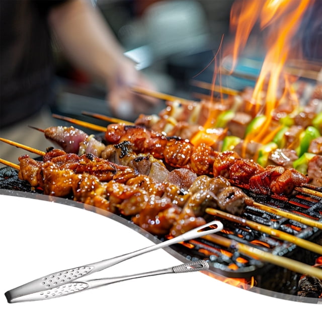 Fiudx Pinzas de Acero Inoxidable, Herramienta Duradera para Asar a La Parrilla, Pinza Versátil para Alimentos, Diseño con Mecanismo de Bloqueo, Ideal para Cocinar Al Aire Libre, Hornear En Interiores