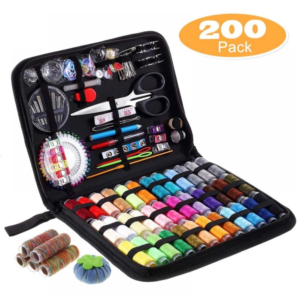 Sewing Kit with Carrying Case, 126 Pcs Sewing Supplies for Home Travel,  Portable Sewing Thread with Needle and Thread Kit with Scissors, Thimble,  Measuring Tape 