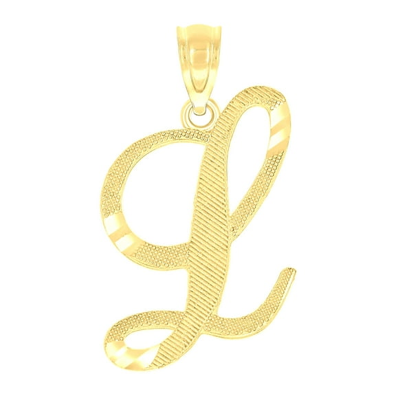 10k 10kt Yellow Gold Unisex Diamond-cut Initial L Charm Pendant for Men Women