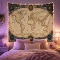 thumbnail image 2 of Vintage World Map With Compass Border, Nostalgic Vintage Style for Travel Lovers, Map Wall Art, Housewarming Gift, Tapestry Wall Hanging for Office, Study Room and Home Library, 2 of 7