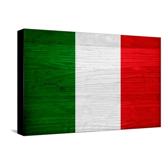 Art.com Italy Flag Design with Wood Patterning - Flags of the World Series Stretched Canvas Print Wall Art by Philippe Hugonnard, 18" x 12"