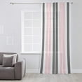 thumbnail image 3 of Pink Grey Striped Semi Sheer Curtains Drapes for Living Room, Bedroom, French Doors Window 45 Inches Long, Gray Modern Abstract Art Rod Pocket Chiffon Curtain Drapery Voile Draperies Panel, 3 of 6