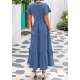 thumbnail image 2 of Vestido de verano KIRUNDO 2025 con cuello en V plisado azul XXL, 2 of 9