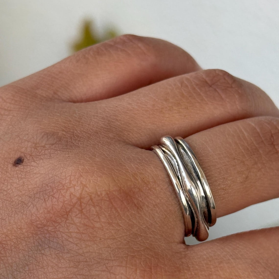 SS DESIGNS- Handmade Boho Fidget Spinner ring for women, 925 boho Spinner ring for her, Thumb spinner ring for her, Birthday gift rings