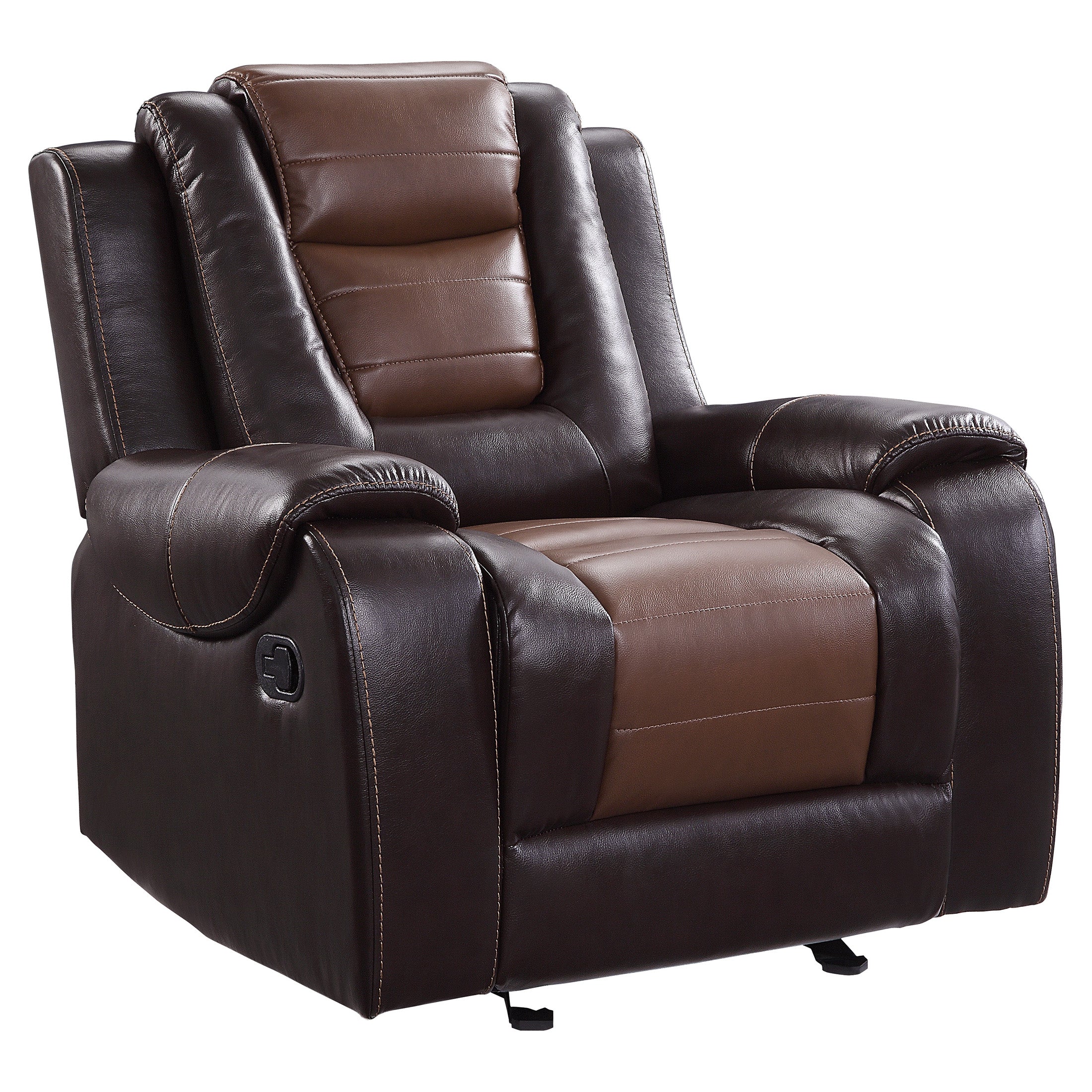 OakvillePark Springer Faux Leather Upholstered Glider Reclining Chair, Light Brown/Dark Brown
