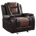 thumbnail image 2 of OakvillePark Springer Faux Leather Upholstered Glider Reclining Chair, Light Brown/Dark Brown, 2 of 6