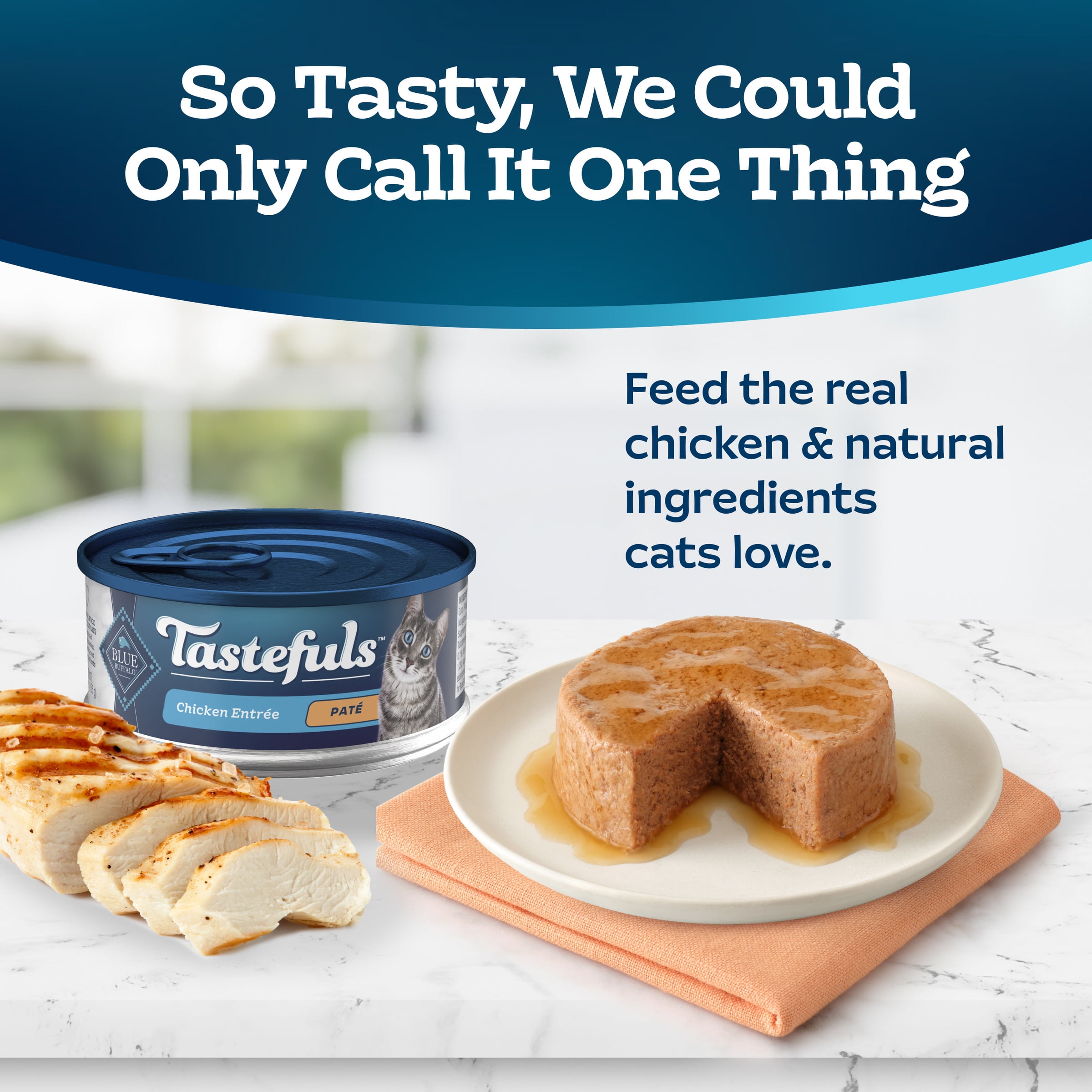 Blue Buffalo Tastefuls Natural Wet Cat Food, Adult, Chicken Paté, 5.5-oz. Can