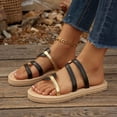 thumbnail image 5 of Xdegoge Raffia Sandals Women Woven Straw Flat Slides Boho Open Toe Casual Slip On Flip Flops Beach Vacation Summer Casual Dressy Walking Shoes, 5 of 7