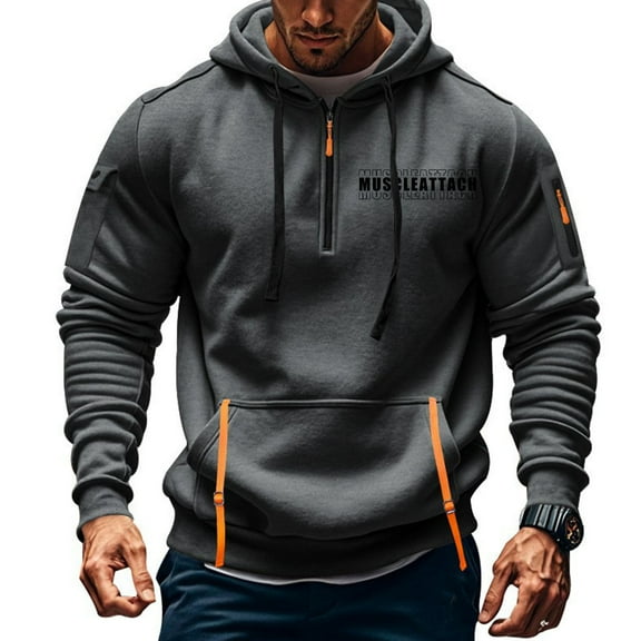 Juslio Hoodies for Men Sweatshirts for Men Pullover Outerwear Pocket Long Sleeve Dark Gray