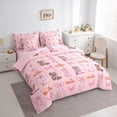 thumbnail image 2 of jejeloiu Chic Cow Cowboy Boot 7-Piece Twin Bedding Sets Kids,Pink Cute Bow Bedding Comforter Set For Girls,Reversible, 2 of 7