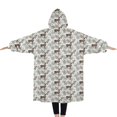 thumbnail image 2 of Oversized Wearable Blanket Hoodie,Brown Christmas Deer Pattern Sherpa Blanket Hoodie with Super Pockets,Super Warm Fuzzy Pullover for Women & Men, 2 of 6