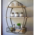 thumbnail image 2 of TALL OVAL METAL FRAMED WALL UNIT WITH RECYCLED WOOD SHELVES, 2 of 2