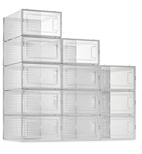 Plastic Wholesale Clear Shoe Boots Boxes Storage Organizer Stackable Box Tidy fd 