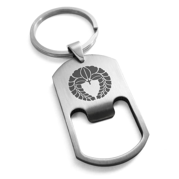 Tioneer Stainless Steel Naito Samurai Crest Engraved Bottle Opener Dog Tag Celtic Keychain Keyring