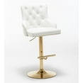 thumbnail image 1 of Brightcast Tabourets de Bar Capitonnés en Velours Dorés, 2 Pcs, Blancs, 1 of 5