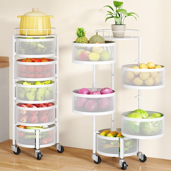 Carrito giratorio blanco de 5 niveles para frutas y verduras SAYZH