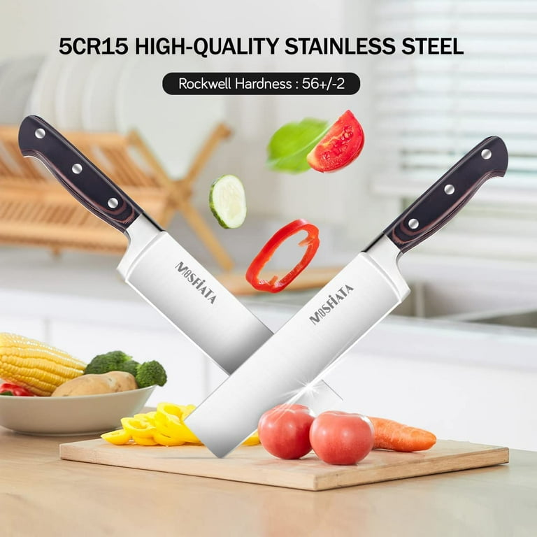 FULLHI 17pcs Butcher Chef Knife Set include sheath High Carbon Steel  Cleaver Kitchen Knife Whole Tang Vegetable Cleaver Home BBQ Camping with  Knife