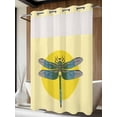 thumbnail image 2 of No Hook Shower Curtain with Snap-in Liner, Blue Dragonfly Waterproof Fabric Bathroom Curtains, Yellow Vintage Art Bath Curtains & Mesh Top Window 72"x96" Extra Long, 2 of 9