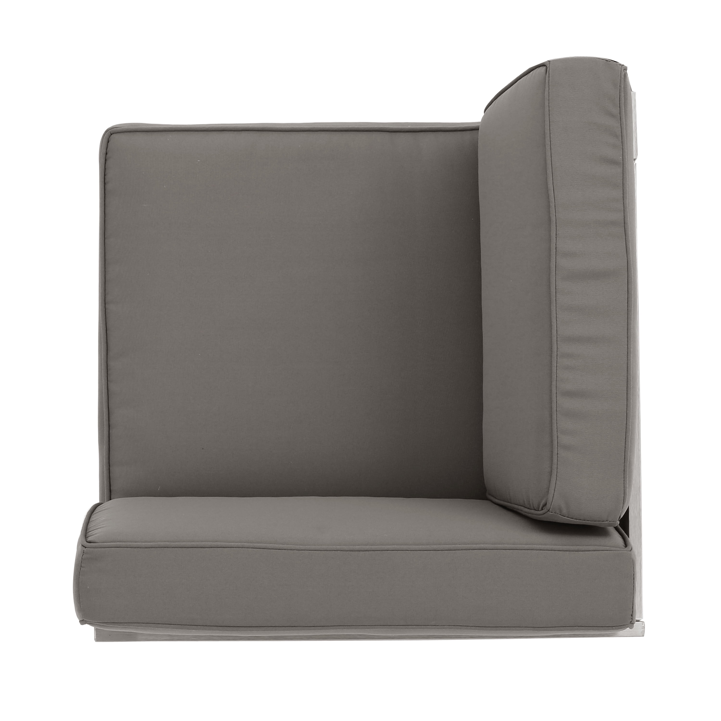Outdoor V Shaped Sofa Set with Fire Table, Khaki, Light Gray