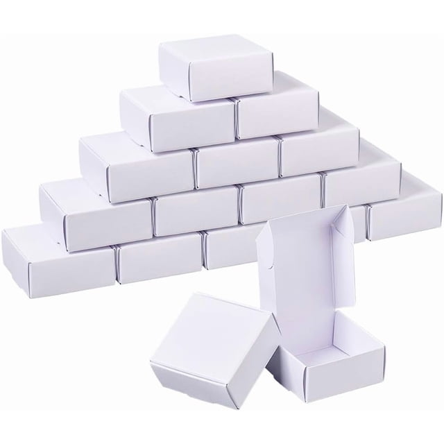 100 mini cajas de cartón de 2,2 x 2,2 x 1 pulgadas, cajas de regalo de cartón blanco, cajas Kraft para joyería, pequeñas cajas de envío de cartón corrugado, mini cajas.