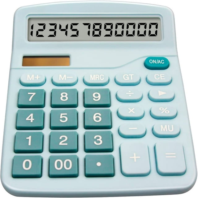 LAICAIW Calculator,Financial Calculator Extra Large LCD Display 12-Digit Big Number Desktop Calculator,Battery & Solar Powered for Business Office Home School Desk Use (Blue), 150X120X36MM